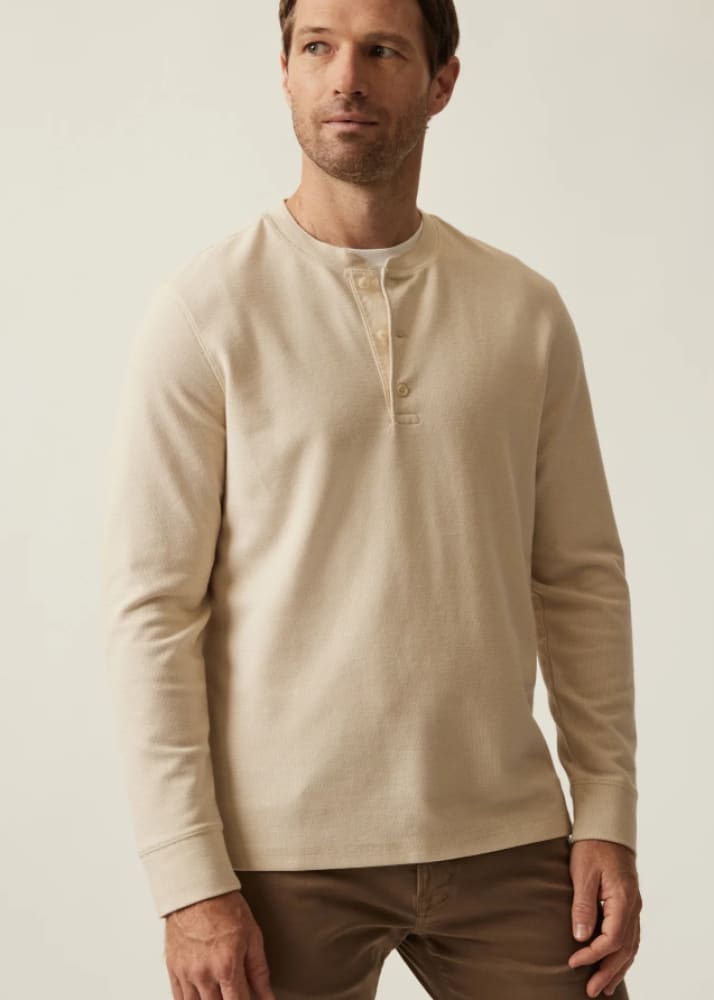 ANCELLM HENLEY RIB LS T-SHIRT （CREAM） f0b7e015c64cc68a69d98ce1176320