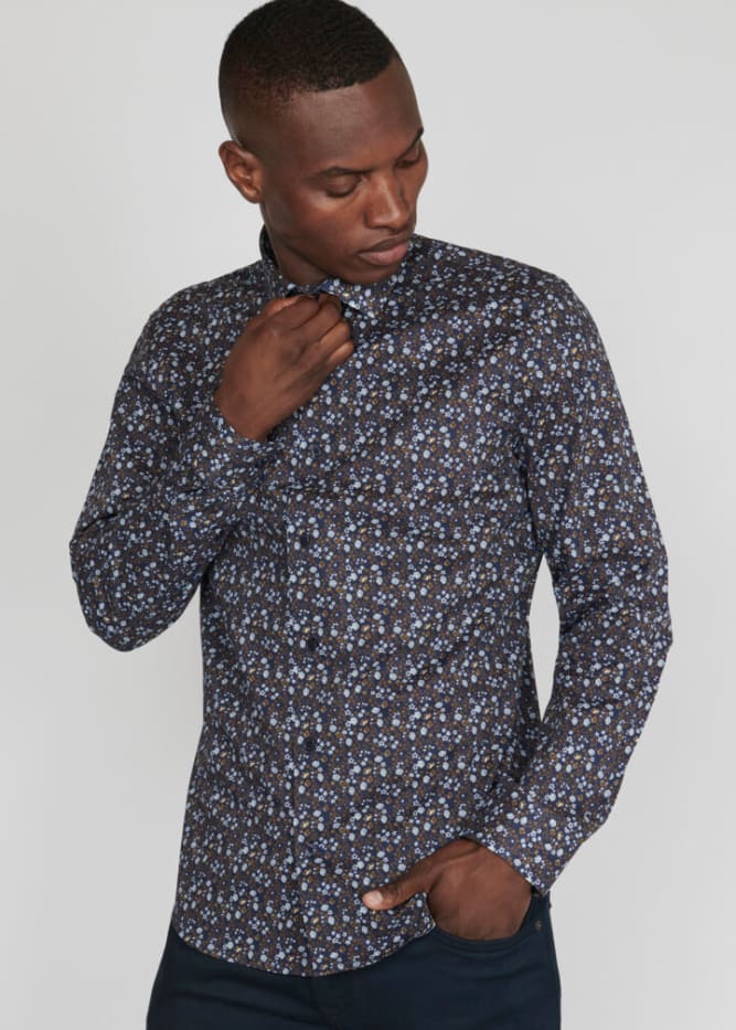 Matinique- Trostol Button Down in Nutmeg Floral - shirting