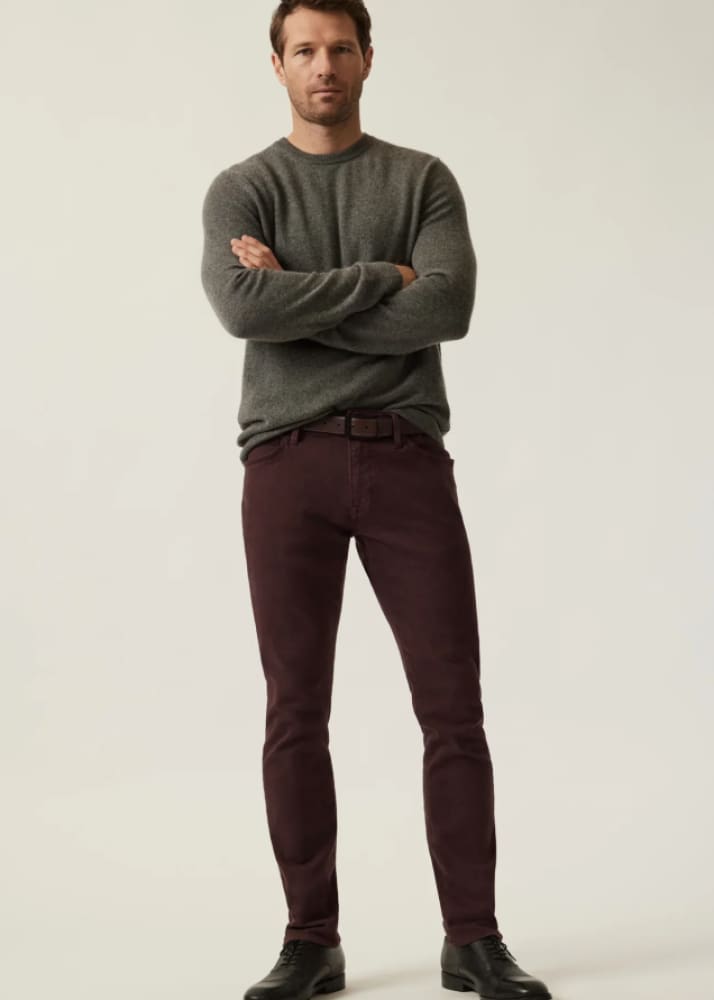 34 Heritage - Cool Tapered Leg Pants in Burgundy Diagonal