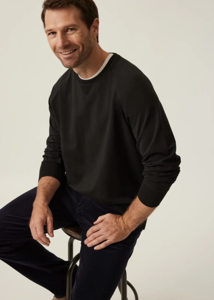 34 Heritage - French Terry Crew Sweatshirt in Black