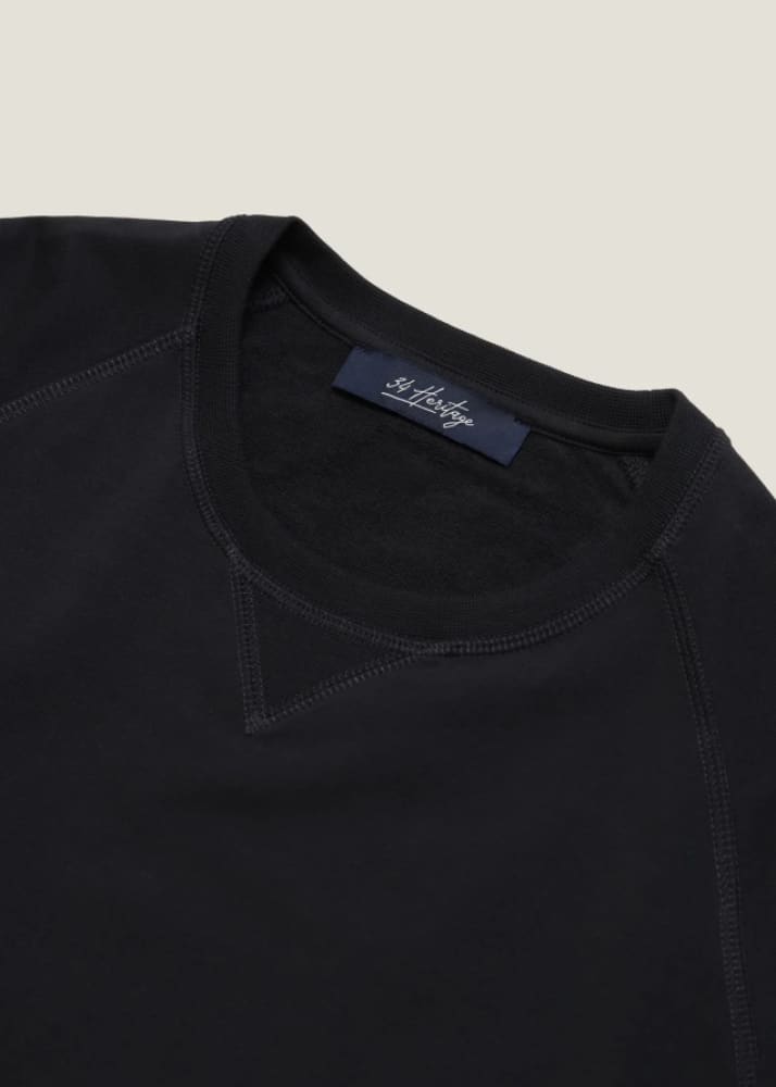 34 Heritage - French Terry Crew Sweatshirt in Black