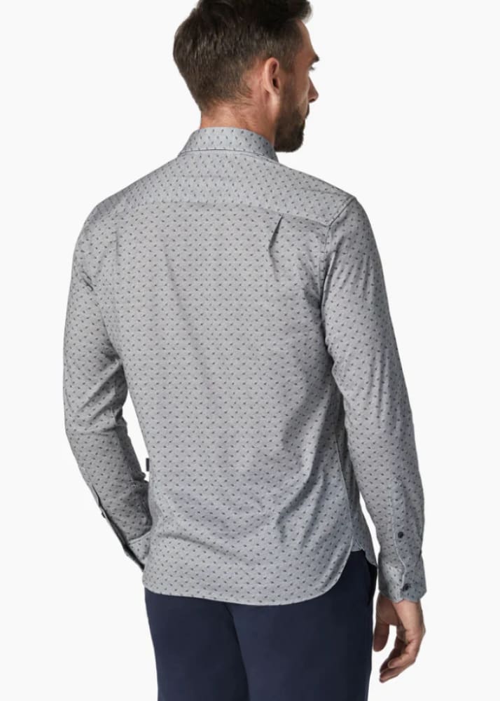 34 Heritage- Leaf Design Shirt in Grey Melange - button