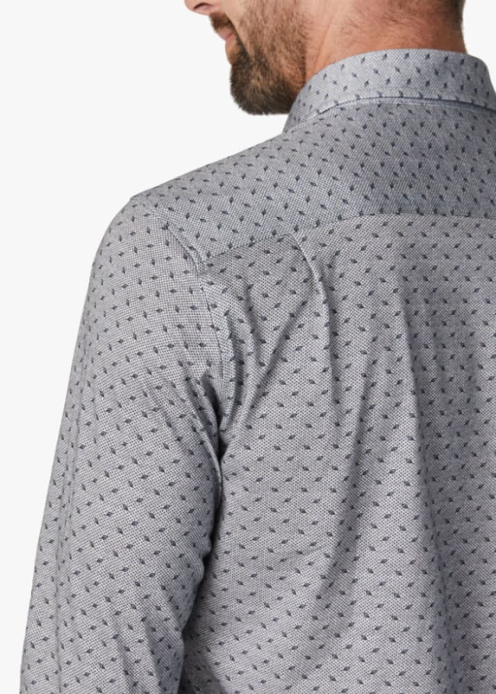 34 Heritage- Leaf Design Shirt in Grey Melange - button