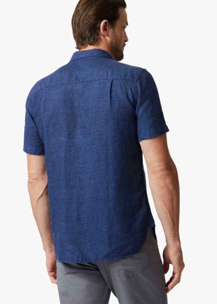 34 Heritage - Linen Short Sleeve Shirt In Indigo - Button