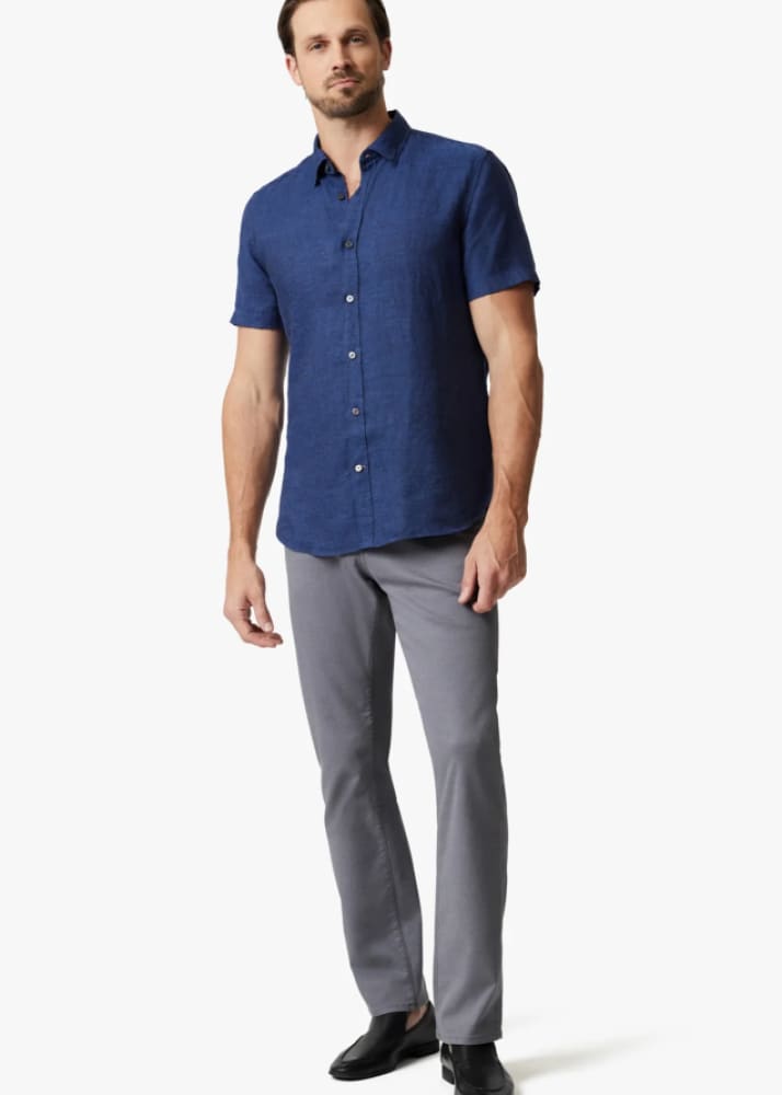 34 Heritage - Linen Short Sleeve Shirt In Indigo - Button