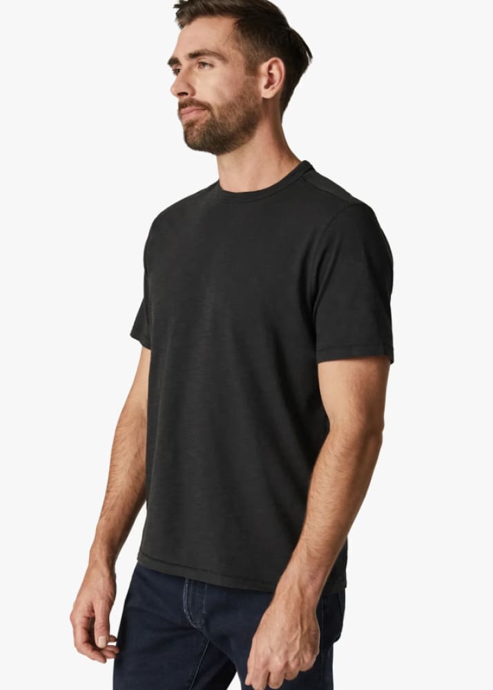 34 Heritage - Slub Crew Neck T-Shirt in Black - Tees & Tanks