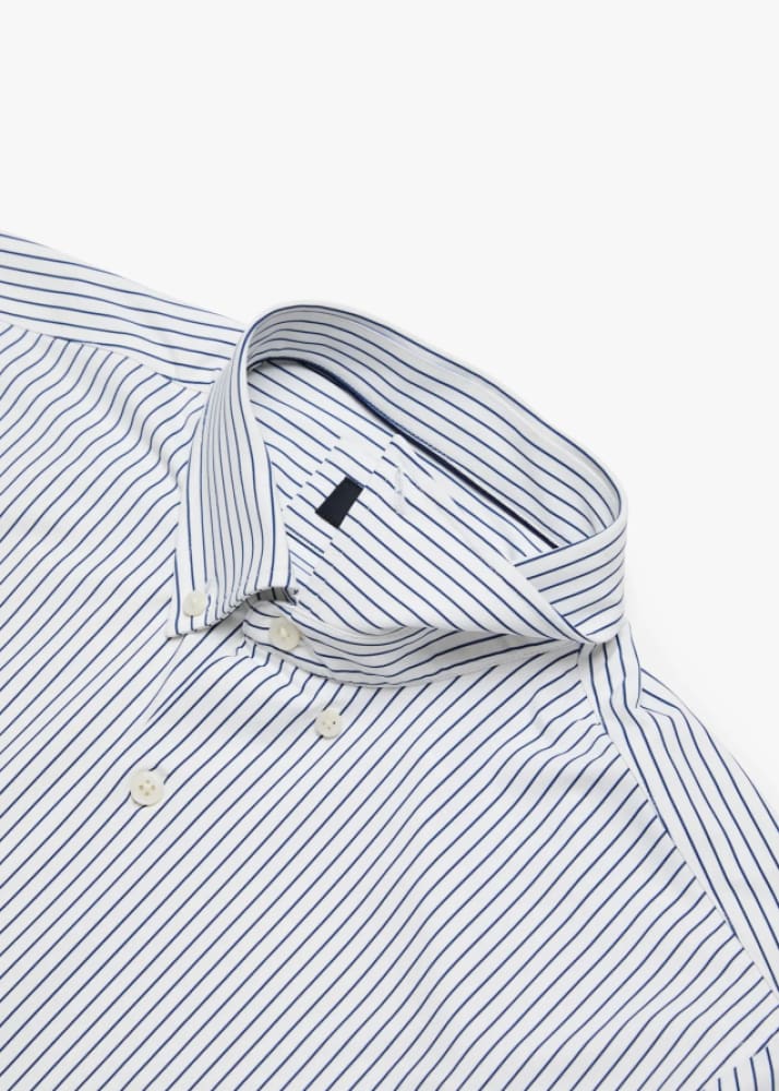 34 Heritage - Stripe Shirt In White - button shirting