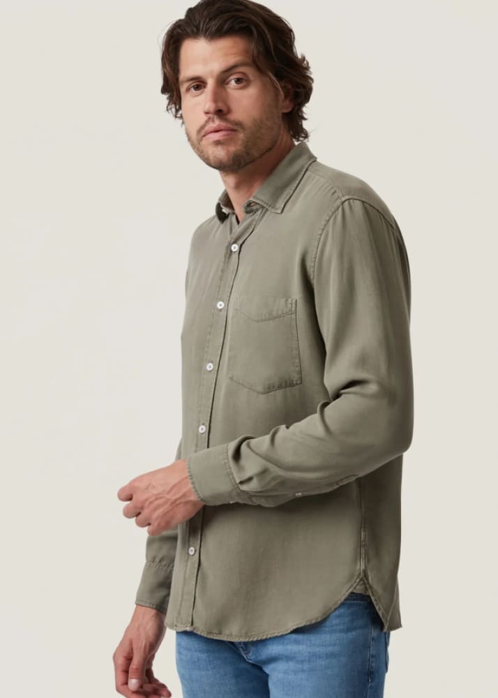 34 Heritage - Tencel Shirt in Pastel Olive - Button Shirting