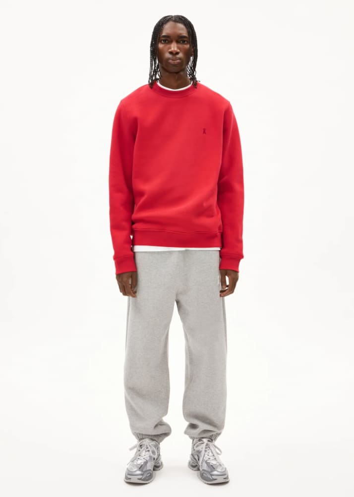 Armed Angels Baaro Fleece Sweatshirt in Scarlet Red Sweater