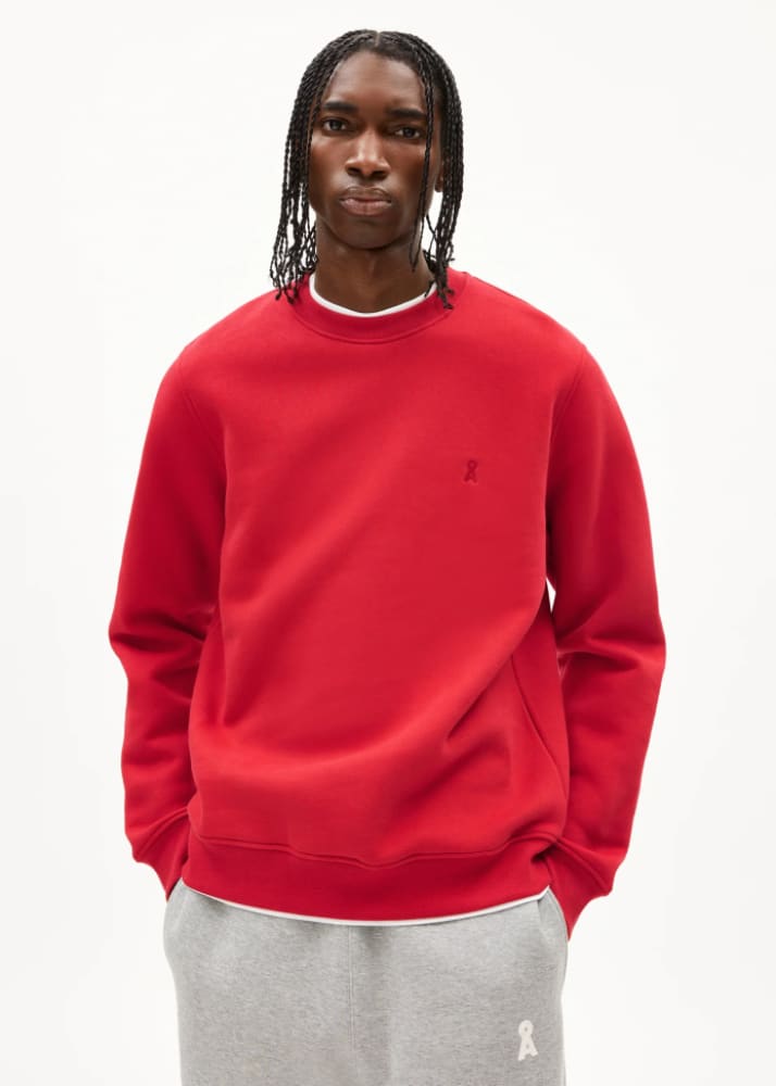 Armed Angels Baaro Fleece Sweatshirt in Scarlet Red Sweater