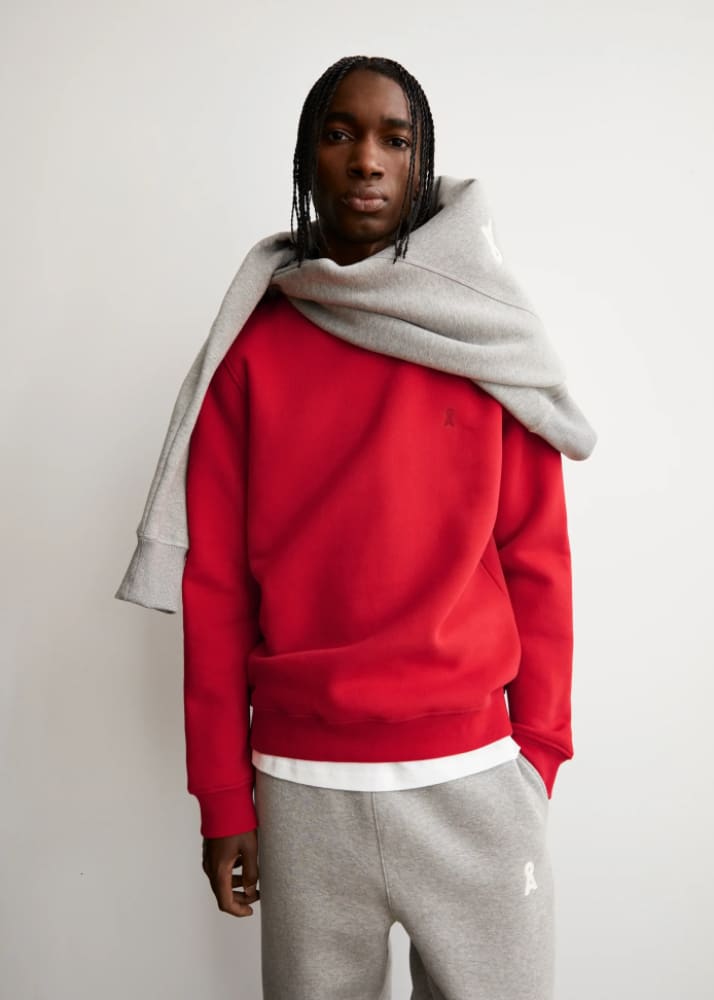 Armed Angels Baaro Fleece Sweatshirt in Scarlet Red Sweater