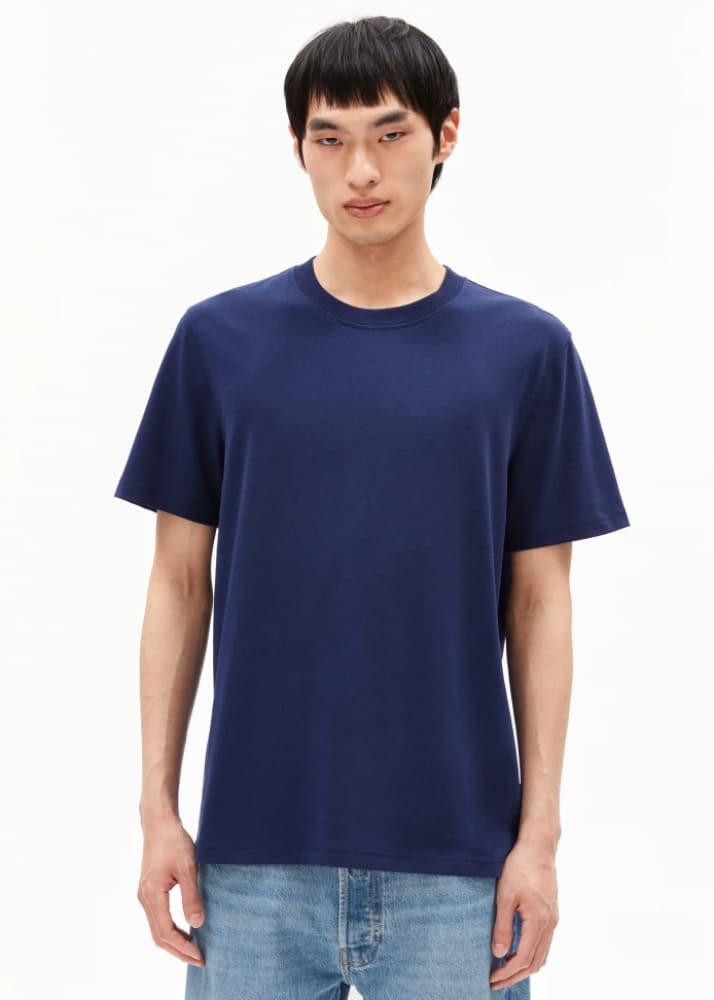 Armed Angels Maarkos Heavyweight T Shirt in Blue Noon Tees