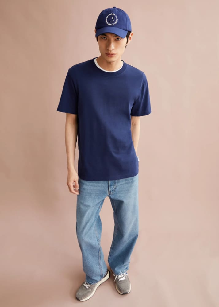 Armed Angels Maarkos Heavyweight T Shirt in Blue Noon Tees