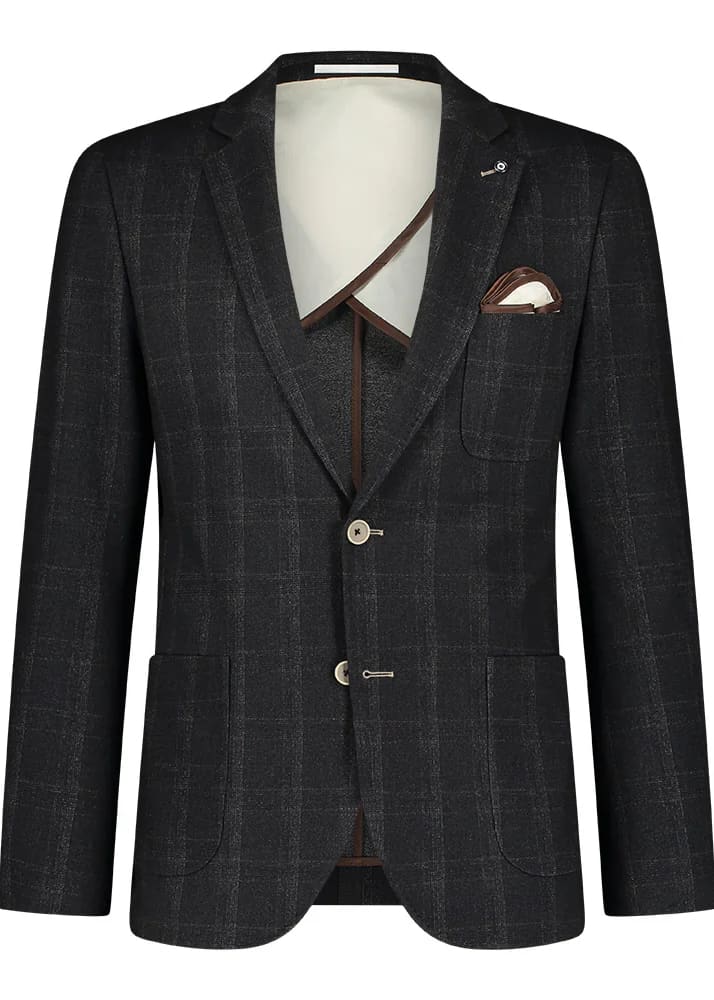 Blue Industry - Check Jersey Blazer in Brown - blazer