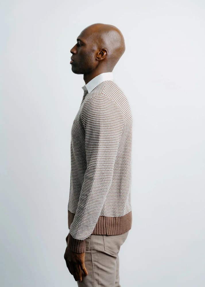 Champlain- 2 Tone Rugby Shirt in Brown - Sweater & Knitwear
