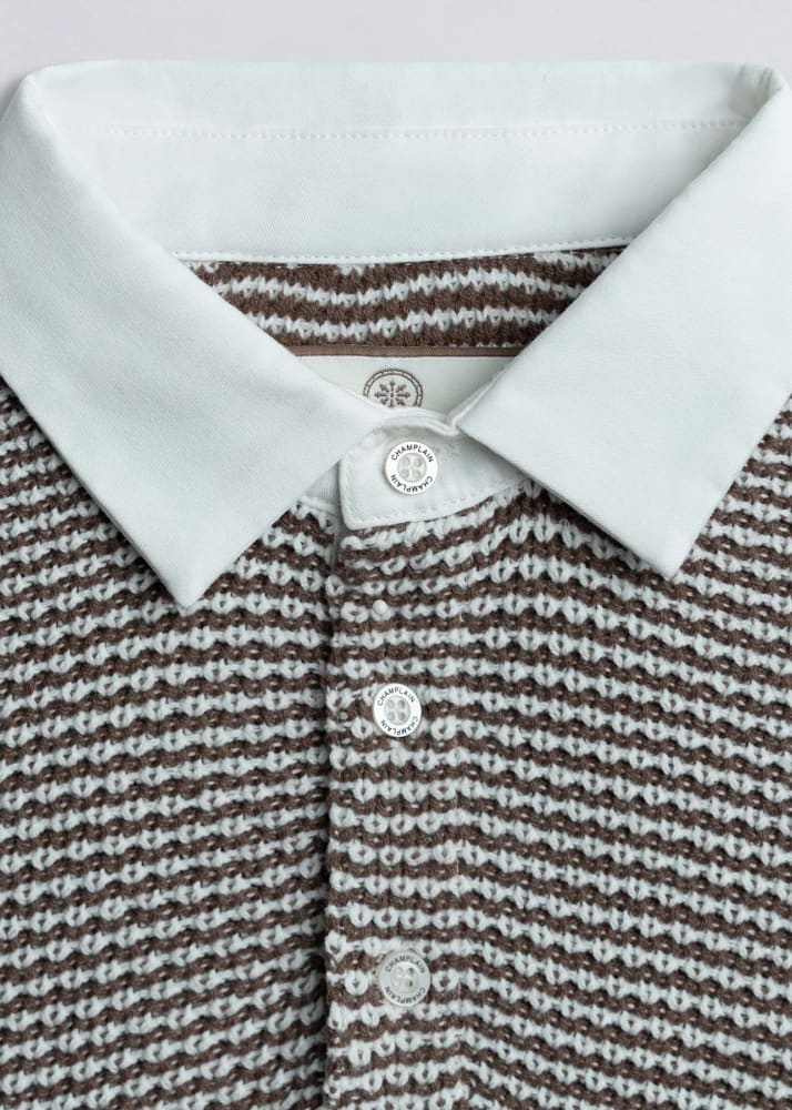 Champlain- 2 Tone Rugby Shirt in Brown - Sweater & Knitwear