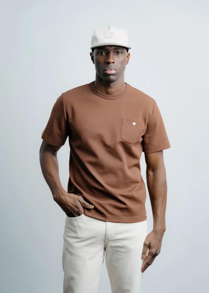 Champlain- Button Tee in Brown - Tees & Tanks