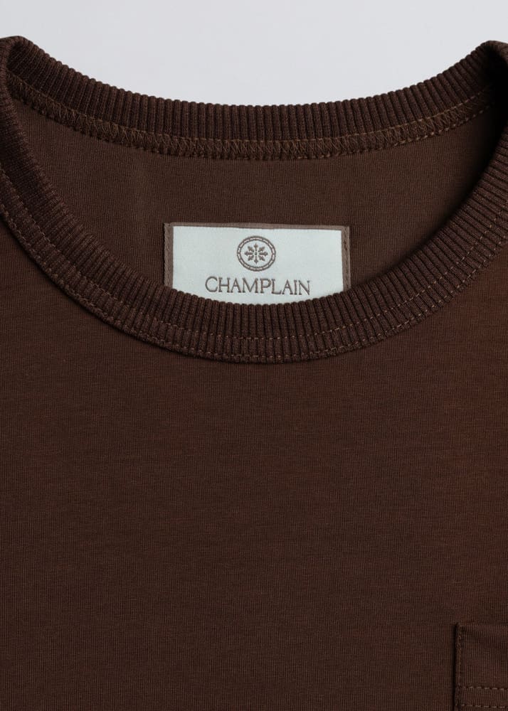 Champlain- Button Tee in Brown - Tees & Tanks