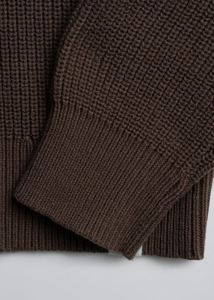 Champlain- Fisherman Sweater in Brown - & Knitwear