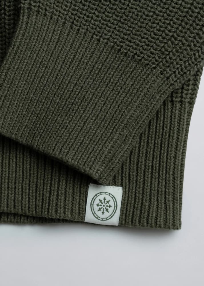 Champlain- Fisherman Sweater in Olive - & Knitwear