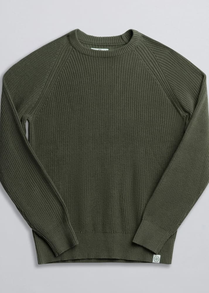 Champlain- Fisherman Sweater in Olive - & Knitwear