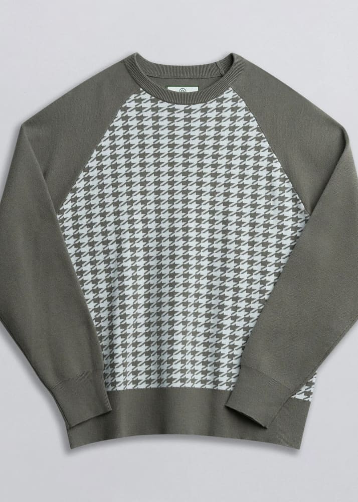 Champlain- Houndstooth Knit Sweater in Olive - & Knitwear