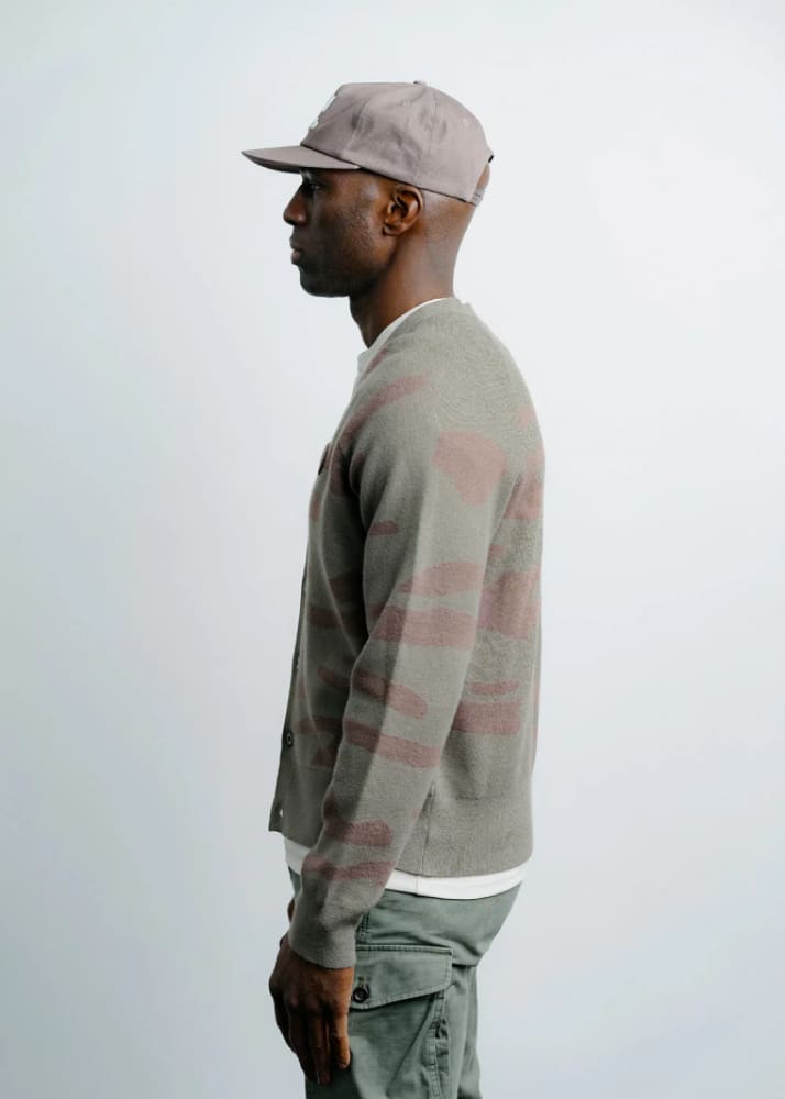 Champlain- Knitted Cardigan in Camo Green - Sweater &