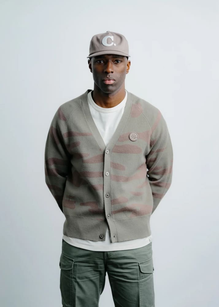 Champlain- Knitted Cardigan in Camo Green - Sweater &