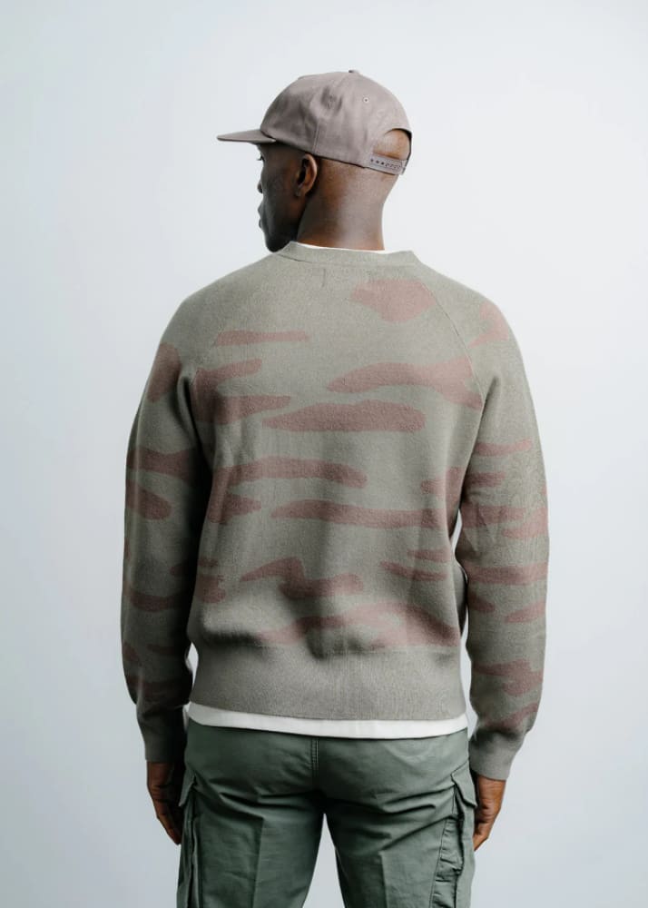 Champlain- Knitted Cardigan in Camo Green - Sweater &