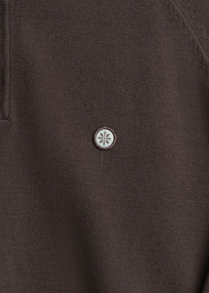 Champlain- Long Sleeve Knit Polo in Brown - Sweater &