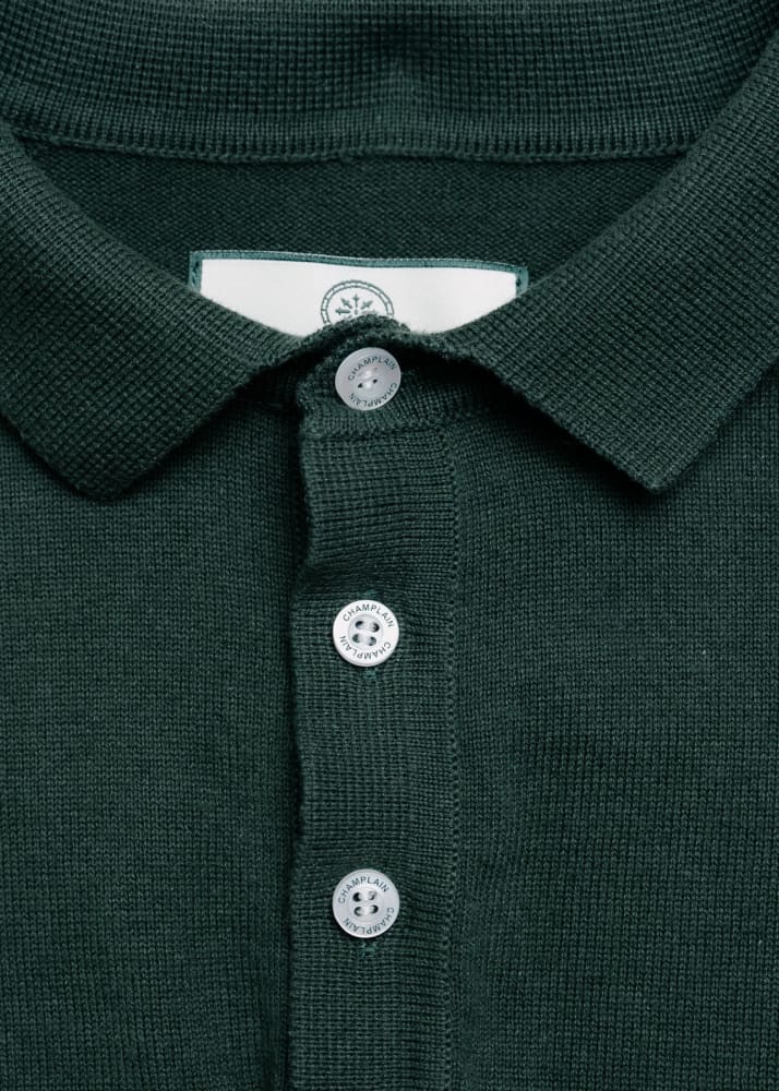 Champlain- Long Sleeve Knit Polo in Green