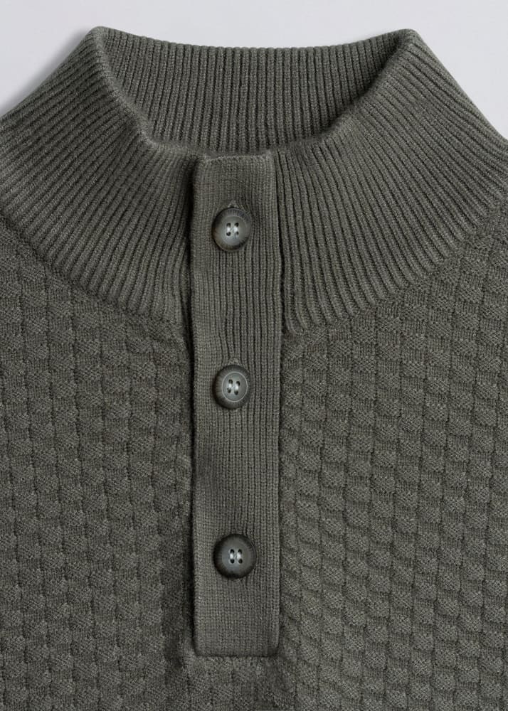 Champlain- Quarter Knit in Olive - Sweater & Knitwear