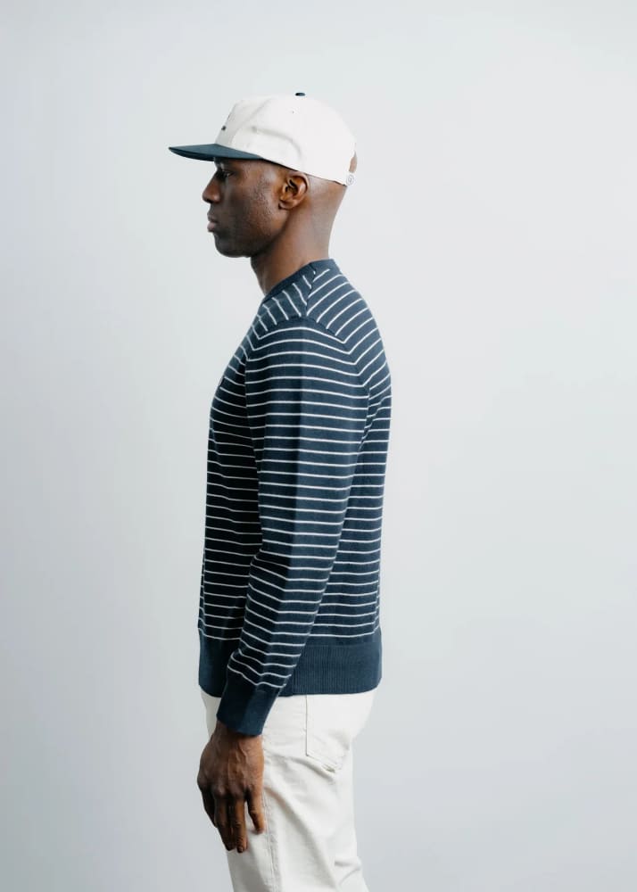Champlain- Striped Knit Sweater in Navy - & Knitwear
