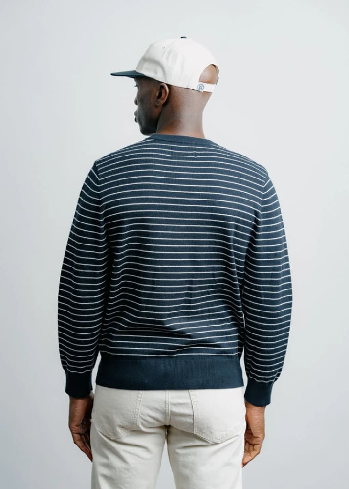 Champlain- Striped Knit Sweater in Navy - & Knitwear