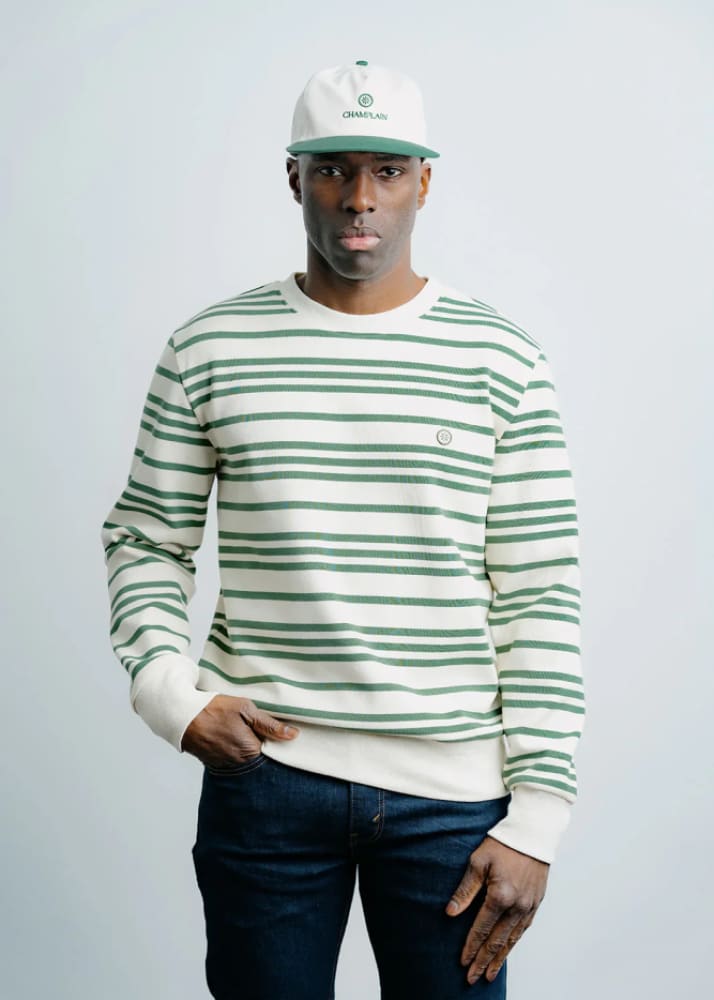 Champlain- Striped Sweater in Cream - & Knitwear