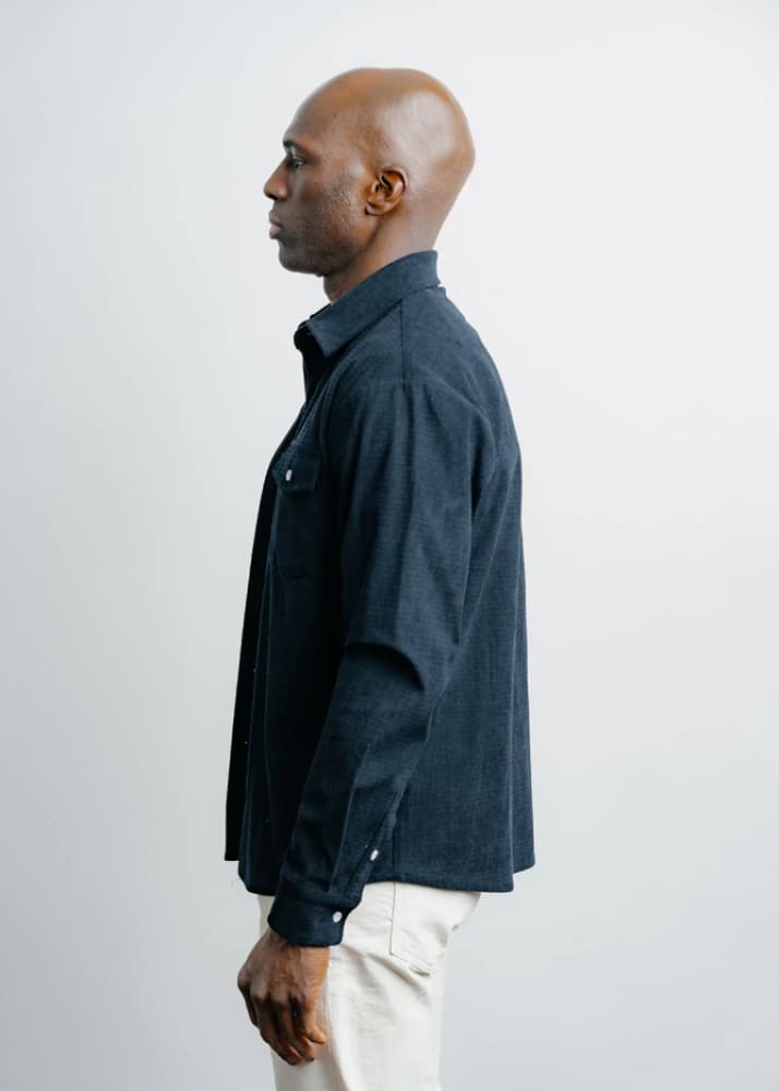 Champlain- Textured Overshirt in Navy - Jacket