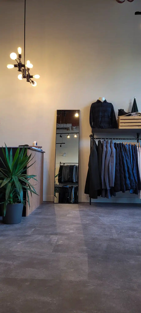 Clothing store interior.