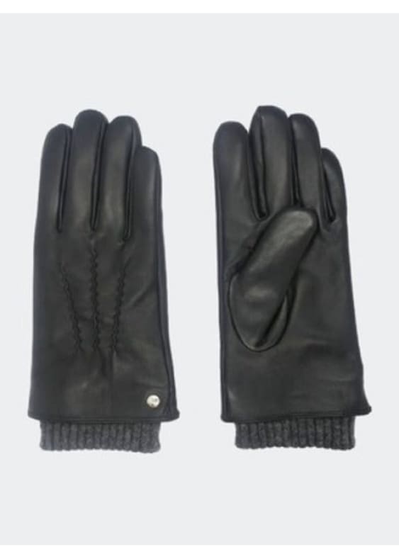 Club Rochelier- Leather Gloves with Pin-Tuck and Knit Cuff