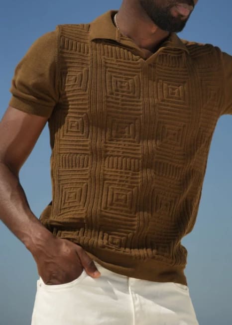 Donato - Mosaic Polo in Brown - Tops