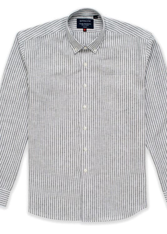 Kovalum - Mainstay Grey and White Stripe Shirt - Tops