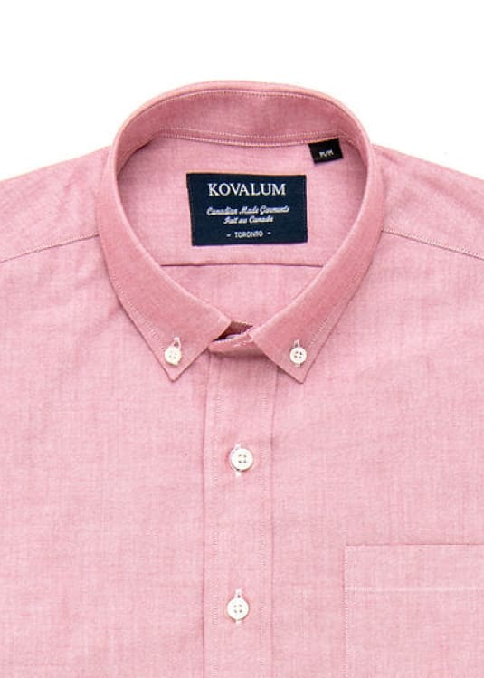 Kovalum - Oxford Long Sleeve Button Down - Red / S - button
