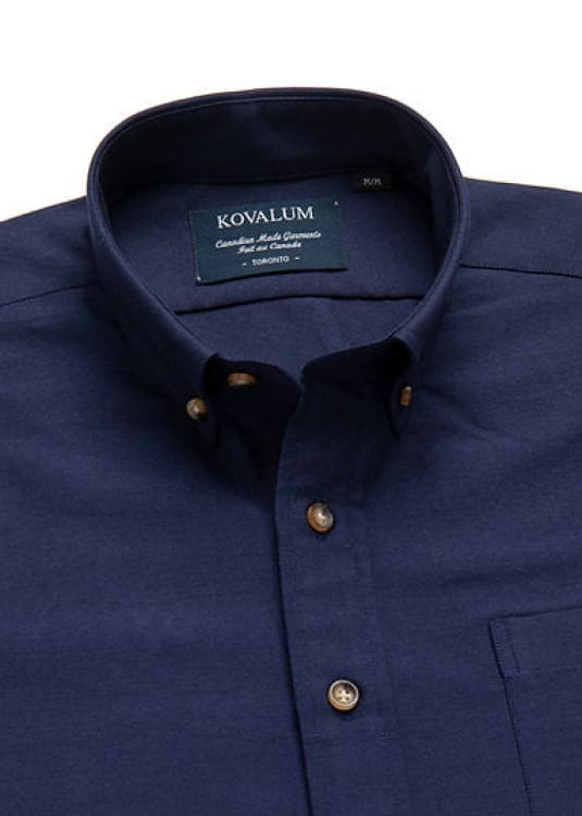 Kovalum - Oxford Long Sleeve Button in Dark Navy - button