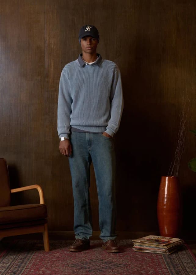Kuwalla- Vintage Knit Crew in Blue - Sweater & Knitwear
