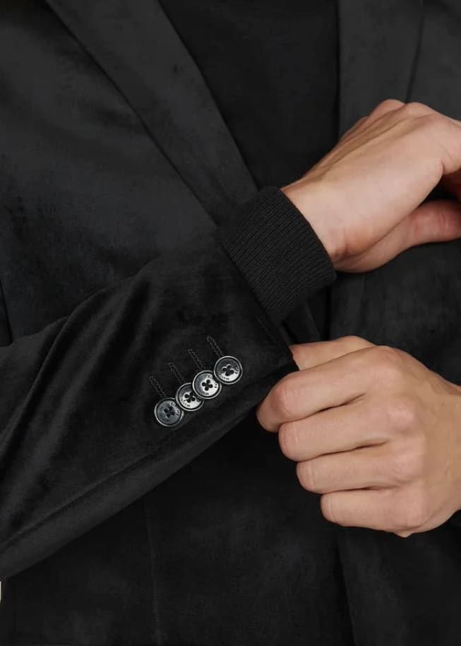 Matinique- George Faux Velvet Blazer in Black - blazer