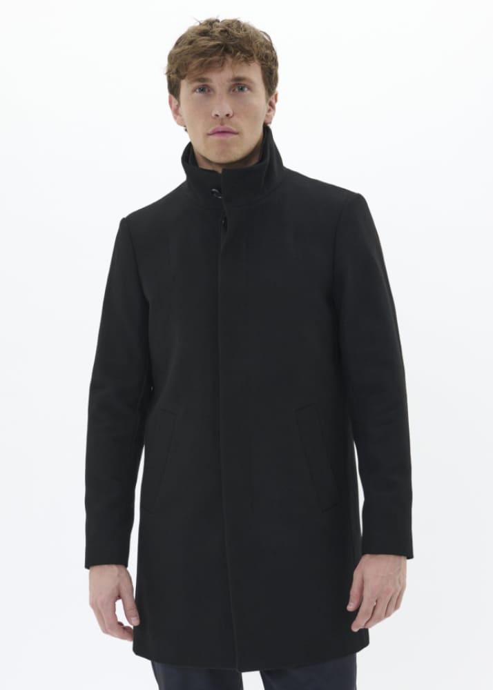 Matinique- Harvey Classic Wool Coat in Black - Jacket