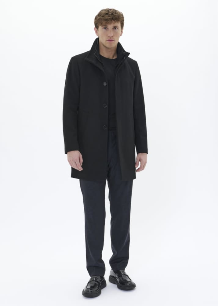 Matinique- Harvey Classic Wool Coat in Black - Jacket
