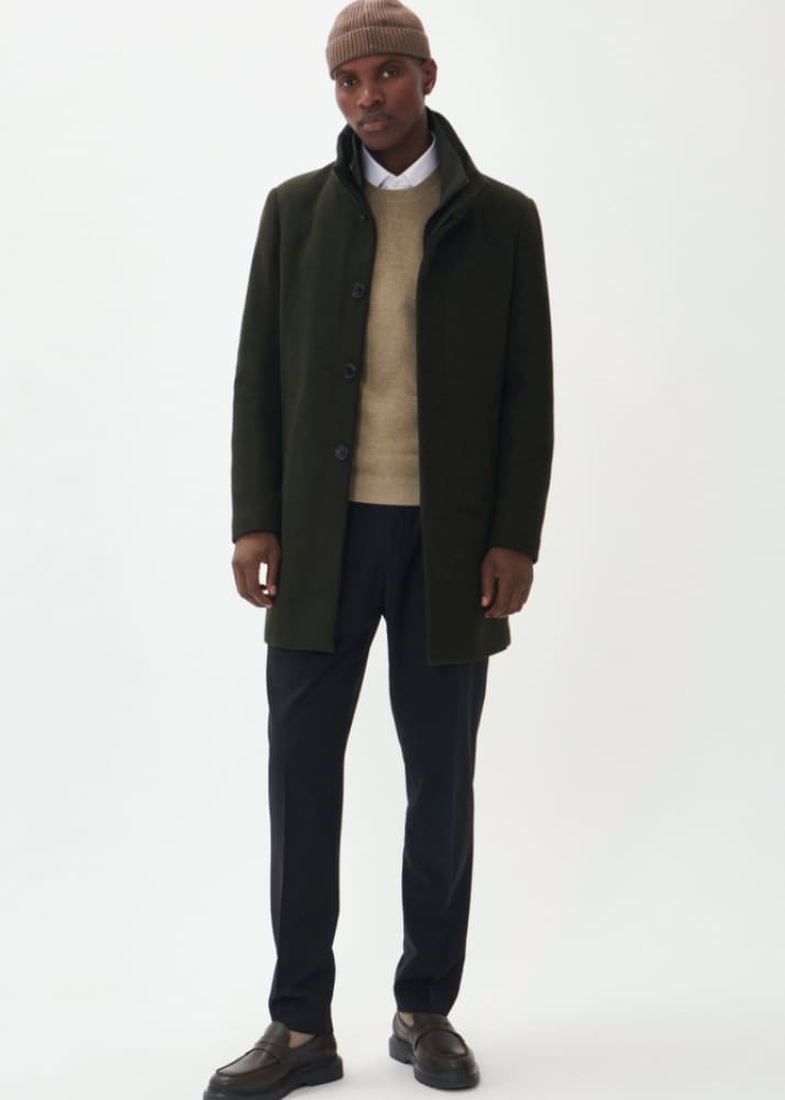 Matinique- Harvey Classic Wool Coat in Forest Night - Jacket