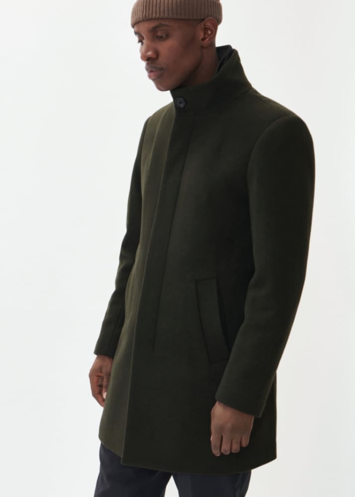 Matinique- Harvey Classic Wool Coat in Forest Night - Jacket