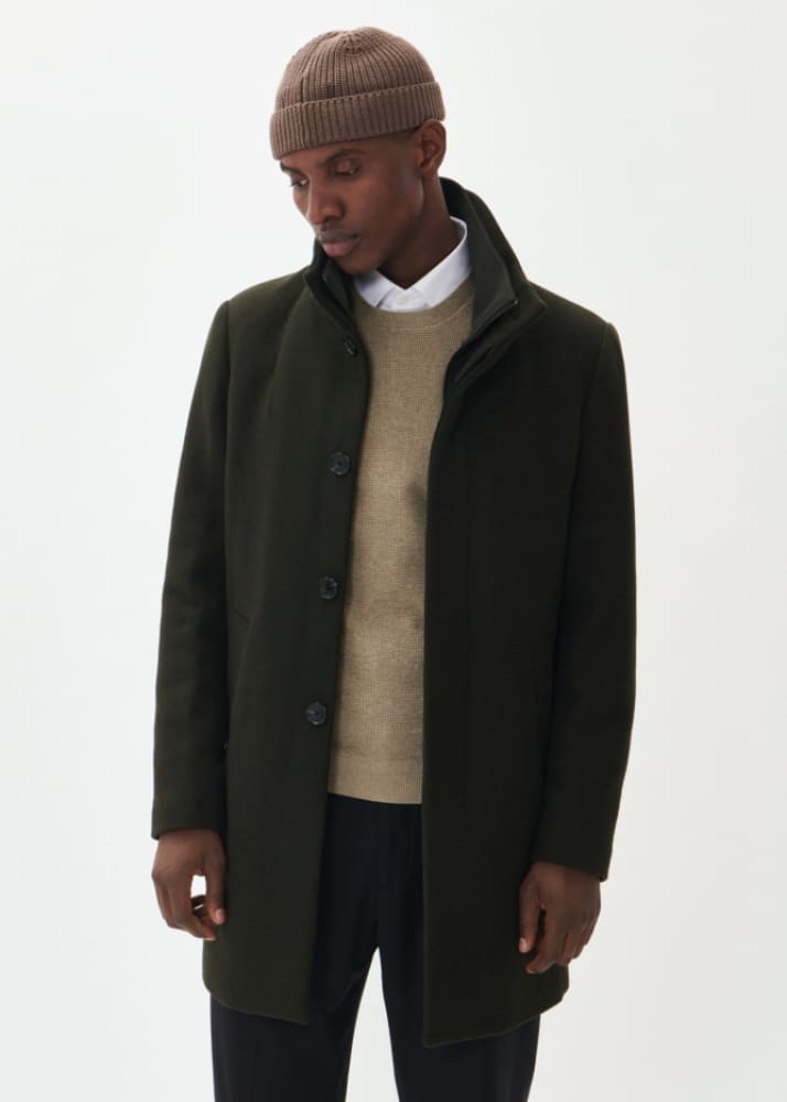 Matinique- Harvey Classic Wool Coat in Forest Night - Jacket