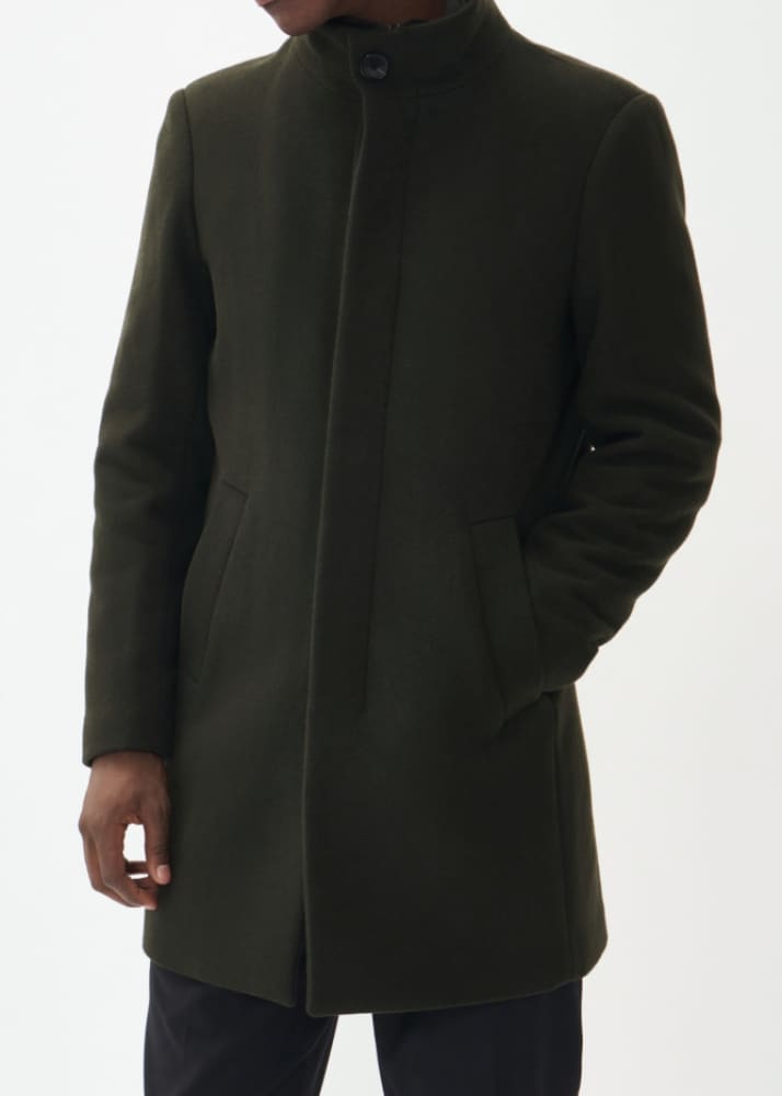 Matinique- Harvey Classic Wool Coat in Forest Night - Jacket